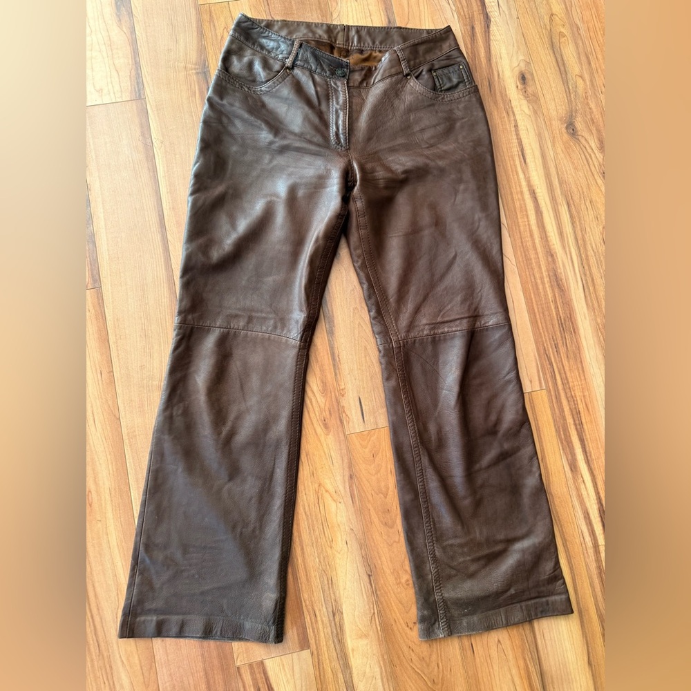 Danier Leather Chocolate Brown Leather Pants